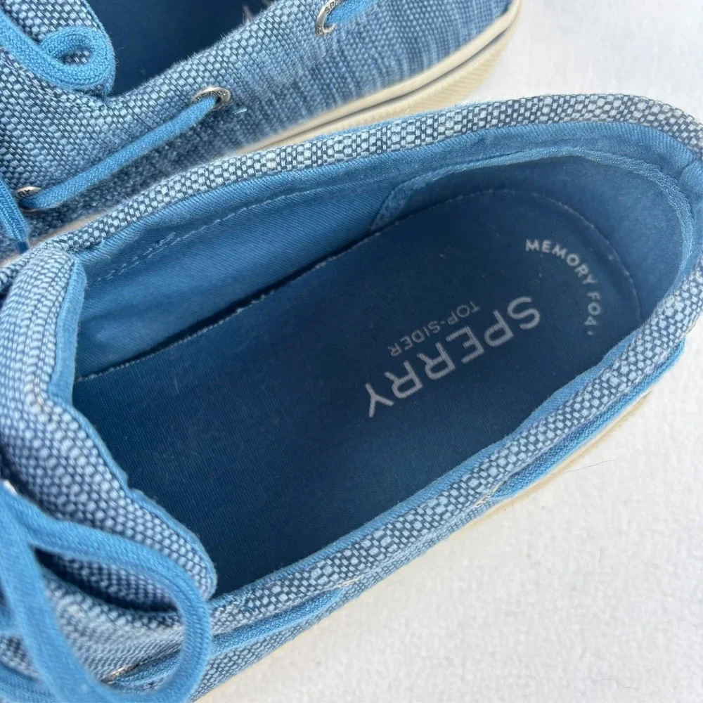 Sperry Top-Sider‎ Boat Shoes SZ 12 Coastal Nautical Canvas Baja Blue Preppy HTF